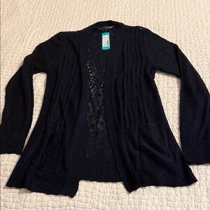 Love Ellie Open-Front Navy Women’s Cardigan Sweater